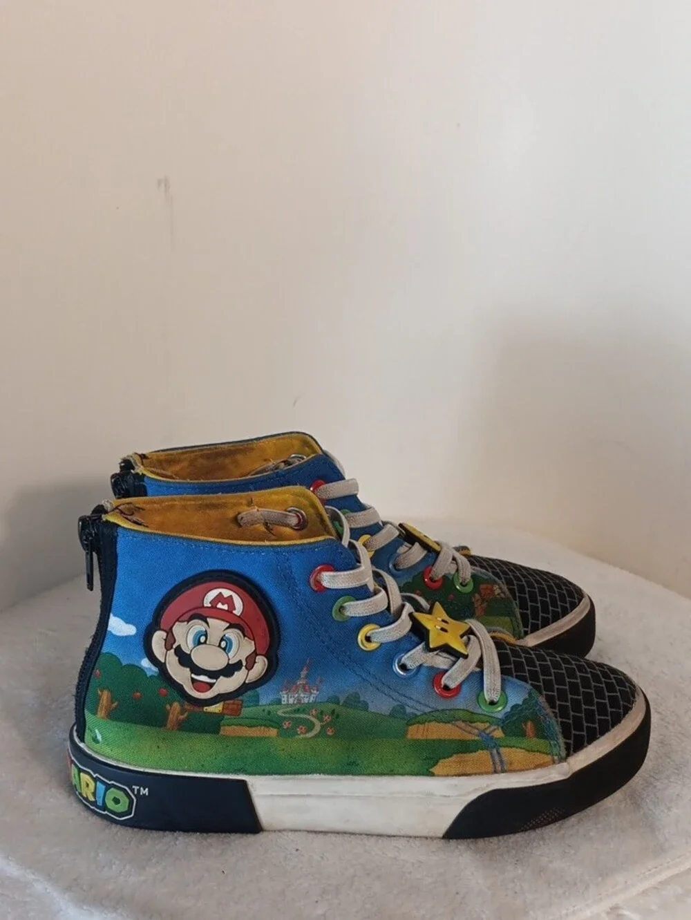 Nintendo Blue and Green Kids High-Top Sneakers with Character Patch